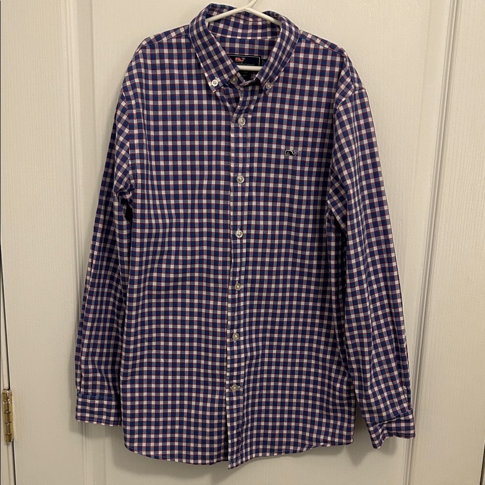Vineyard Vines Boy’s Red, White and Blue Checkered Shirt